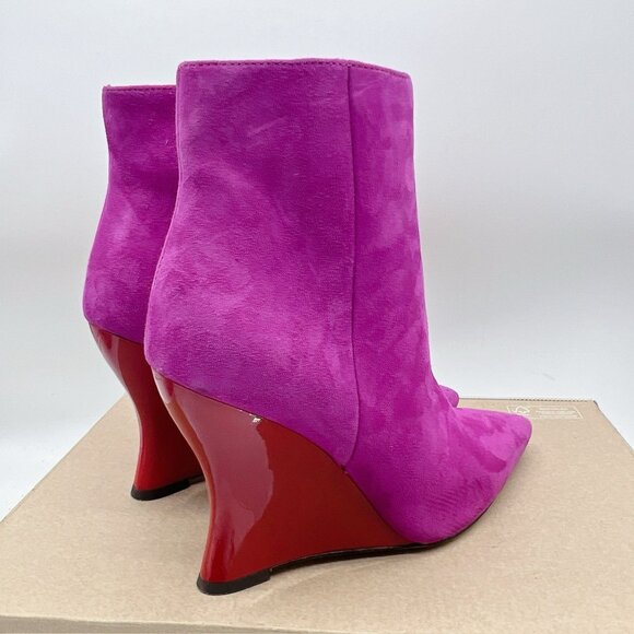 Tory Burch Women's Sculpted Wedge Heel Ankle Boot Bootie Fuchsia Pink Suede US 7 - Picture 7 of 13